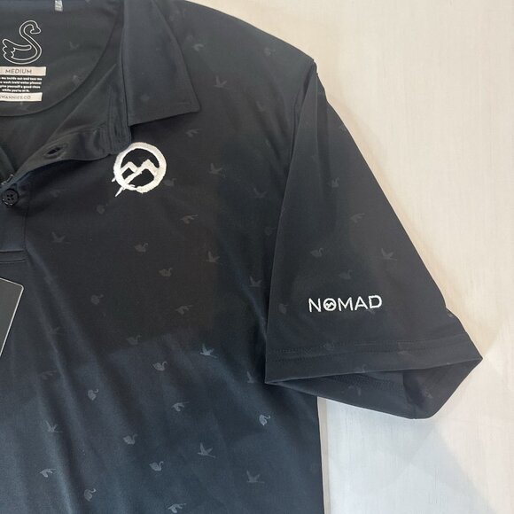 NWT Swannies Golf Shirt Polo Medium Black Birds Short Sleeve Logo Nomad MSRP $85 - Picture 11 of 15